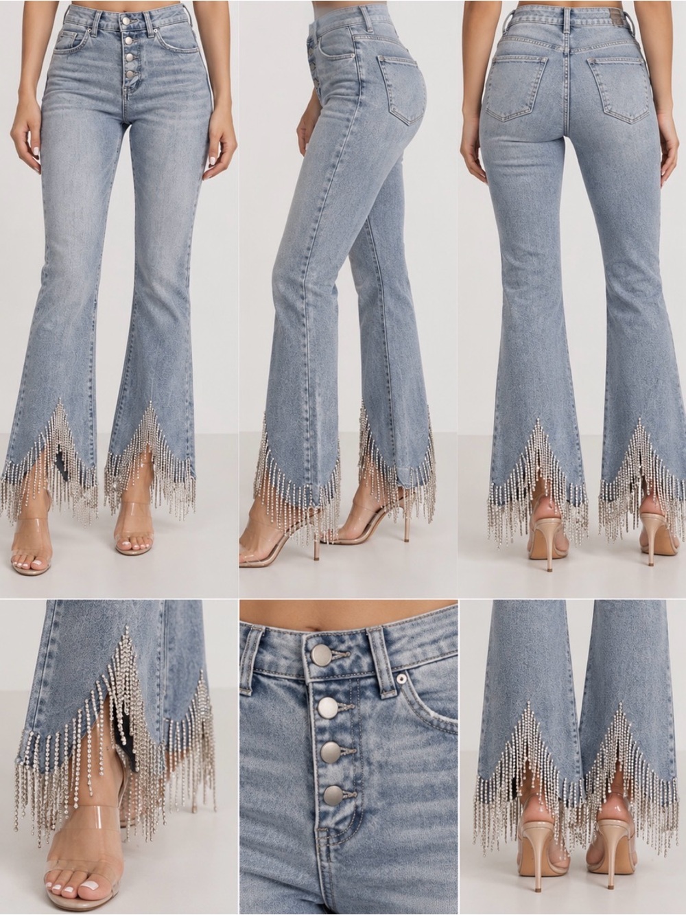 Forever 21 Rhinestone Fringe Jeans